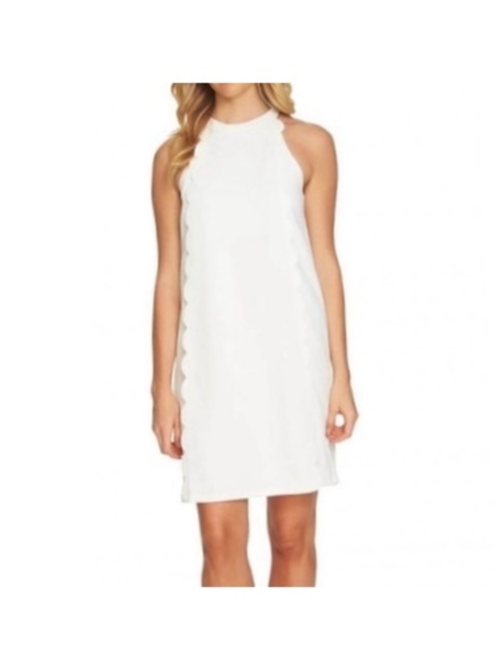 Cece White Scalloped Shift Dress Size 8 LWD